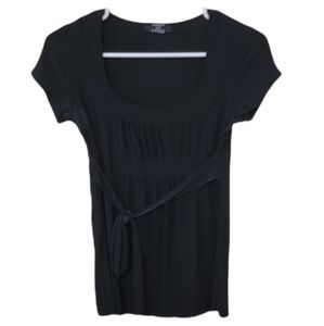 DYNAMITE Black Front Tie Blouse